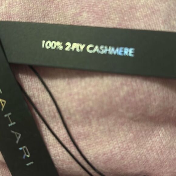 TAHARI 100% 2PLY-CASHMERE GREY SWEATER FRONT Pink LONG SLEEVE XL Retails $80 - Picture 5 of 5